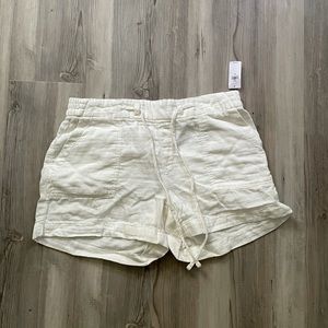 White linen shorts